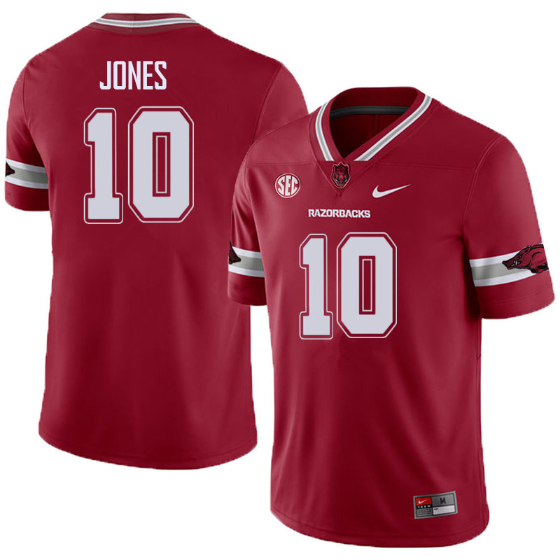 Men #10 Jordan Jones Arkansas Razorback College Football Alternate Jerseys Sale-Cardinal - Click Image to Close
